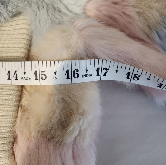 bebe rare rainbow multicolor rabbit fur coat sz S preppy Y2K lined - Picture 12 of 13